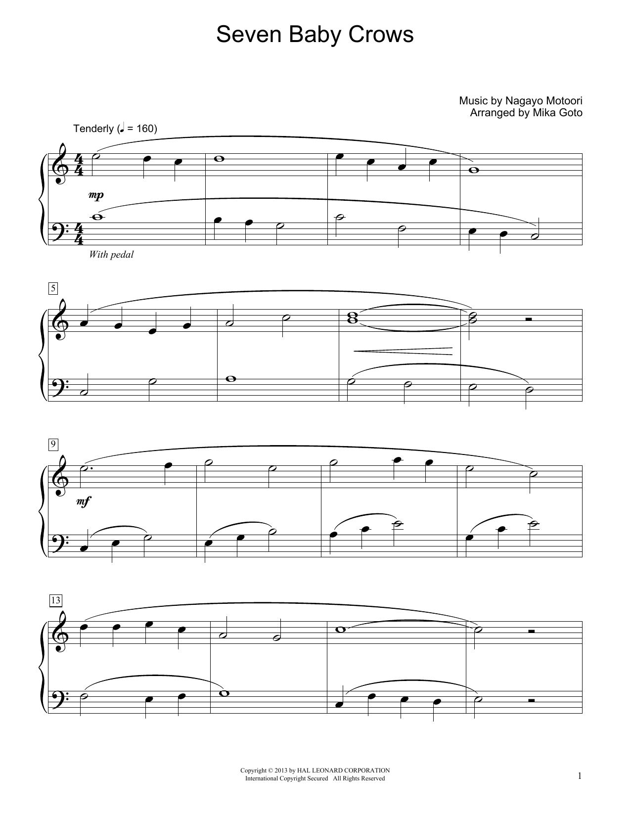 Traditional Japanese Folk Song Seven Baby Crows (arr. Mika Goto) Sheet Music Notes & Chords for Educational Piano - Download or Print PDF