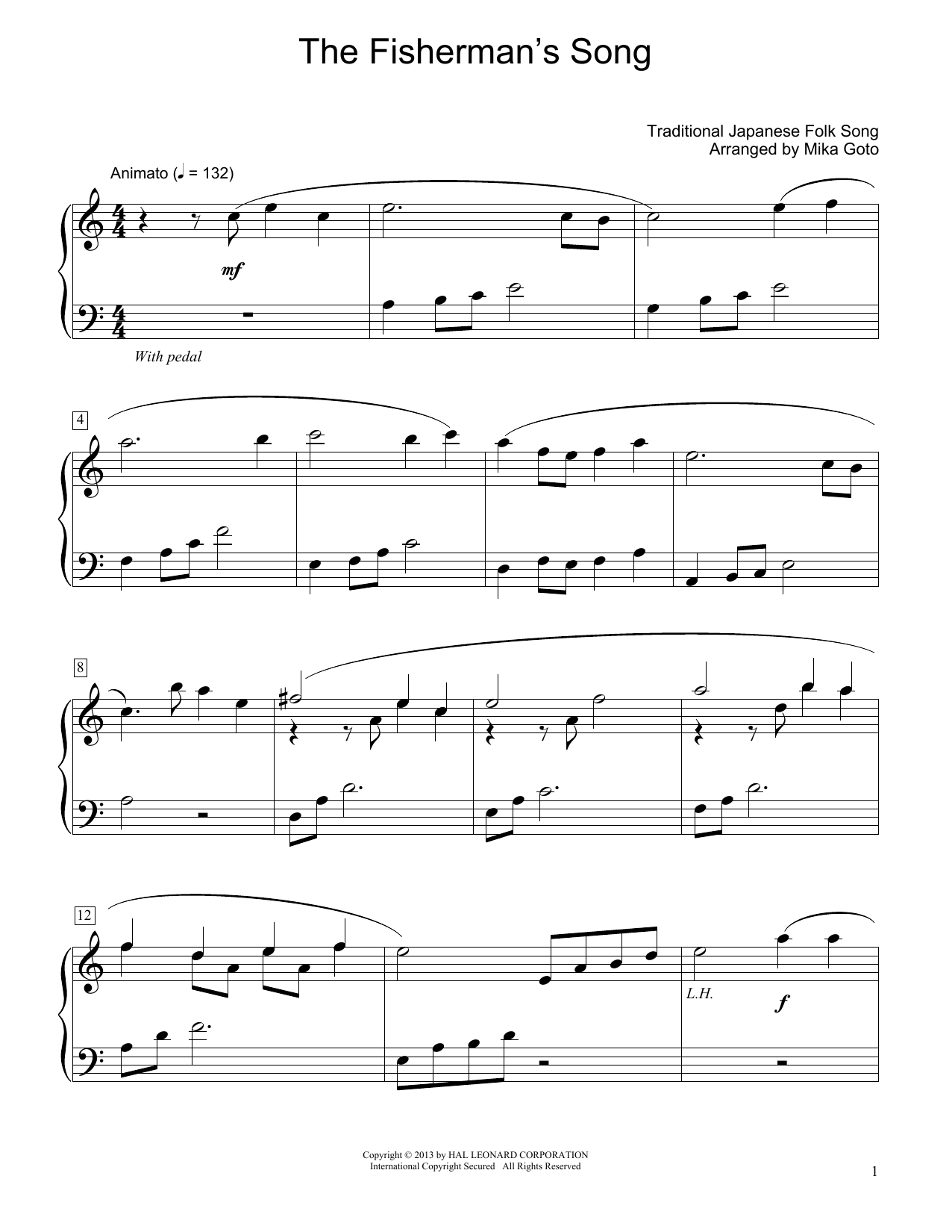 Traditional Japanese Folk Song The Fisherman's Song (arr. Mika Goto) Sheet Music Notes & Chords for Educational Piano - Download or Print PDF