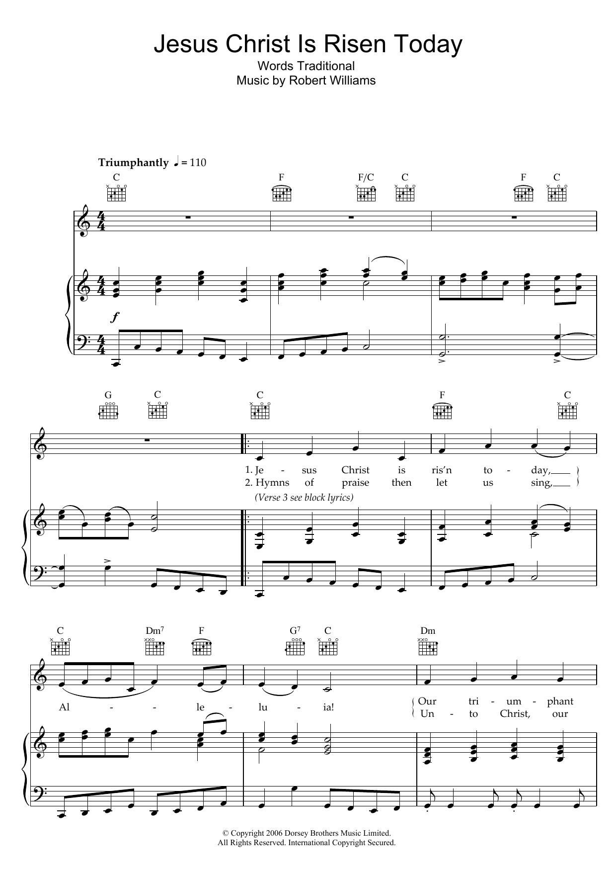 Traditional Jesus Christ Is Risen Today Sheet Music Notes & Chords for Piano, Vocal & Guitar (Right-Hand Melody) - Download or Print PDF