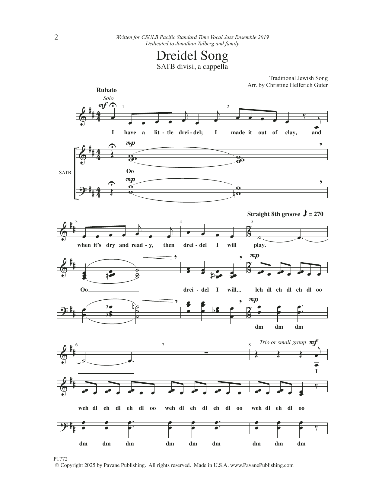 Traditional Jewish Song Dreidel Song (arr. Christine Helferich Guter) Sheet Music Notes & Chords for Choir - Download or Print PDF