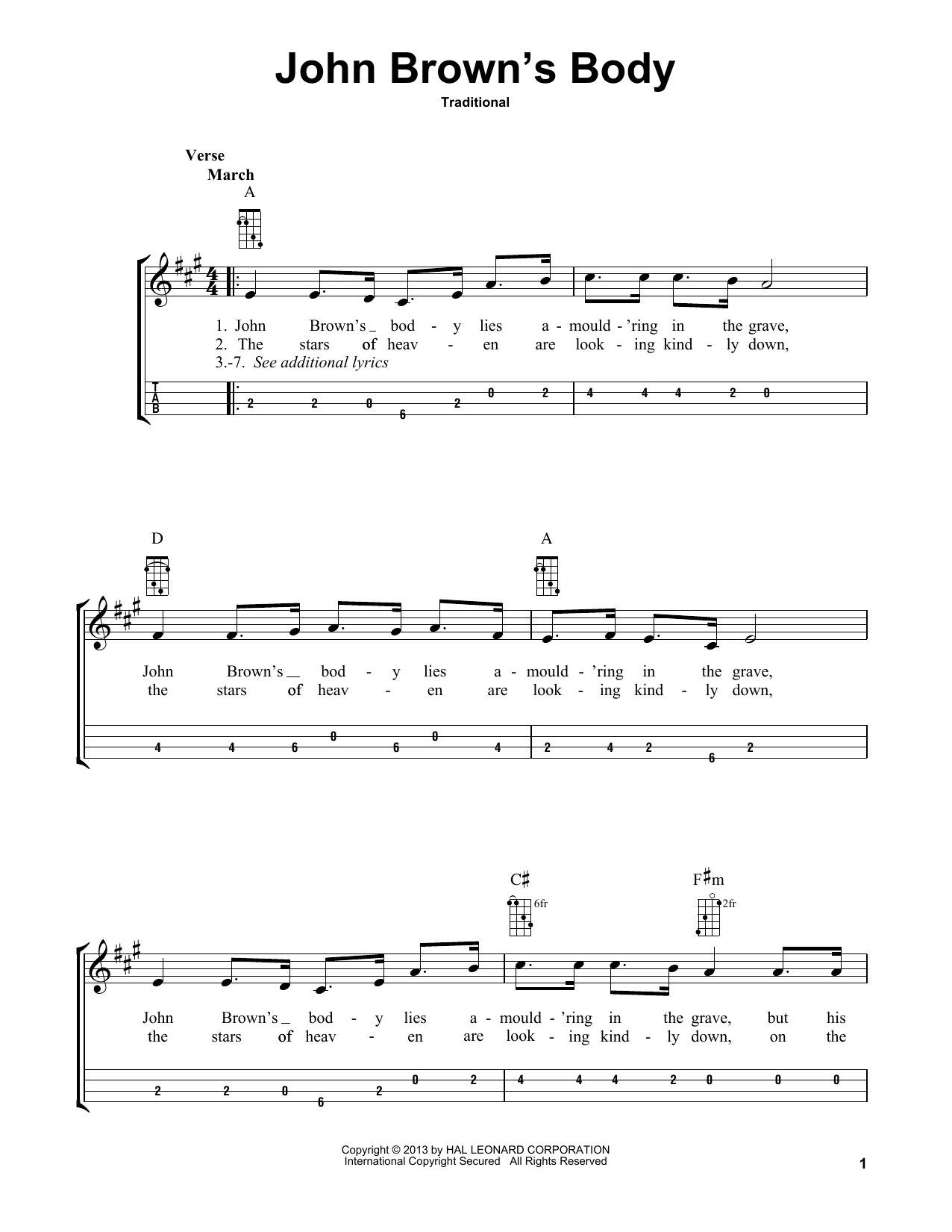 Traditional John Brown's Body (arr. Bobby Westfall) Sheet Music Notes & Chords for Mandolin - Download or Print PDF