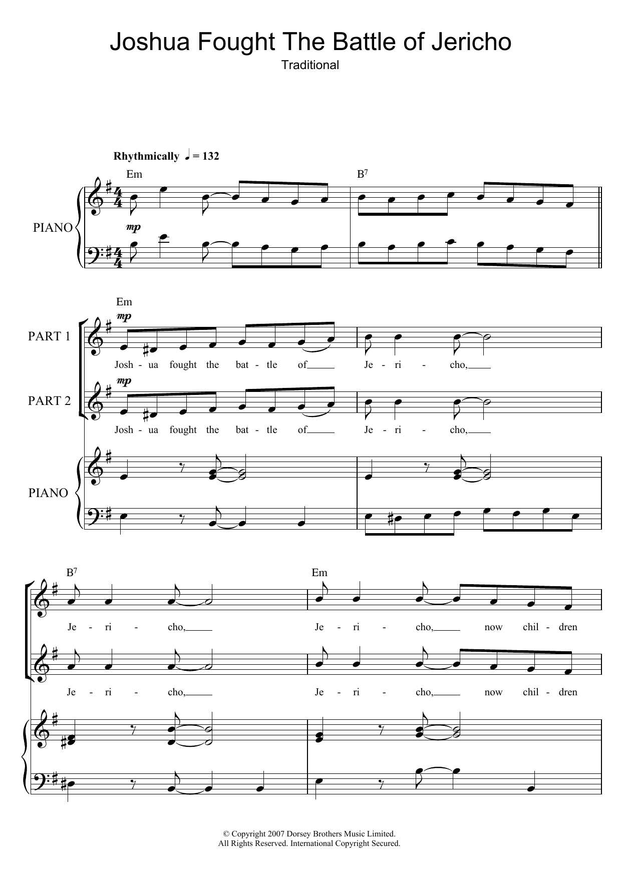 Traditional Joshua Fit De Battle Of Jericho (arr. Rick Hein) Sheet Music Notes & Chords for 2-Part Choir - Download or Print PDF