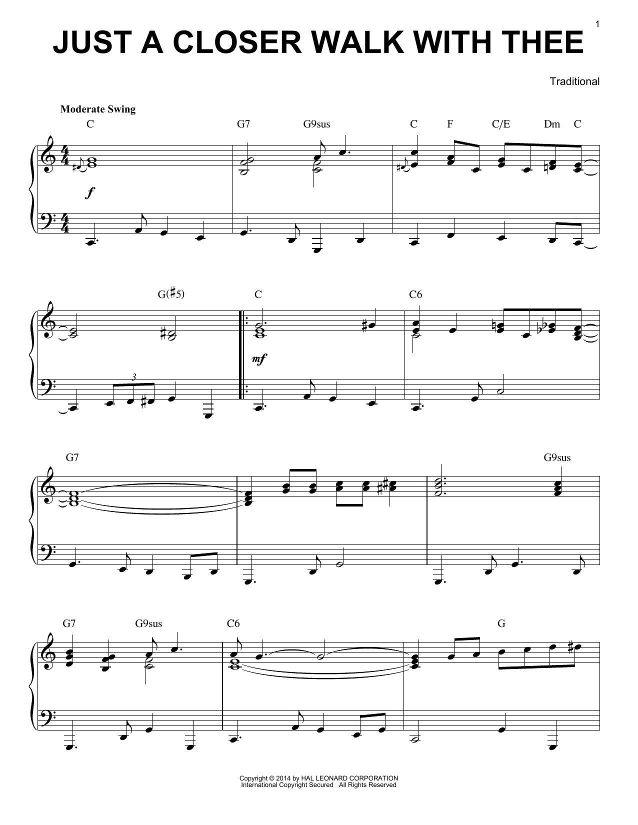 Traditional Just A Closer Walk With Thee [Jazz version] (arr. Brent Edstrom) Sheet Music Notes & Chords for Piano - Download or Print PDF