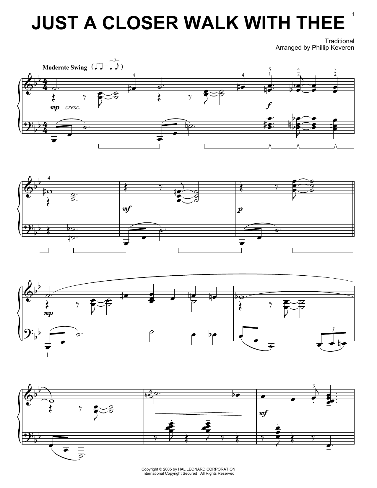 Traditional Just A Closer Walk With Thee [Jazz version] (arr. Phillip Keveren) Sheet Music Notes & Chords for Piano Solo - Download or Print PDF
