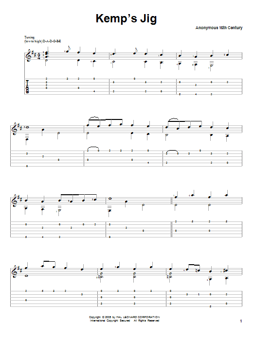 Traditional Kemp's Jig Sheet Music Notes & Chords for Guitar Tab - Download or Print PDF