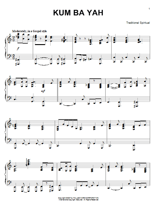 Traditional Kum Ba Yah Sheet Music Notes & Chords for Lyrics & Chords - Download or Print PDF