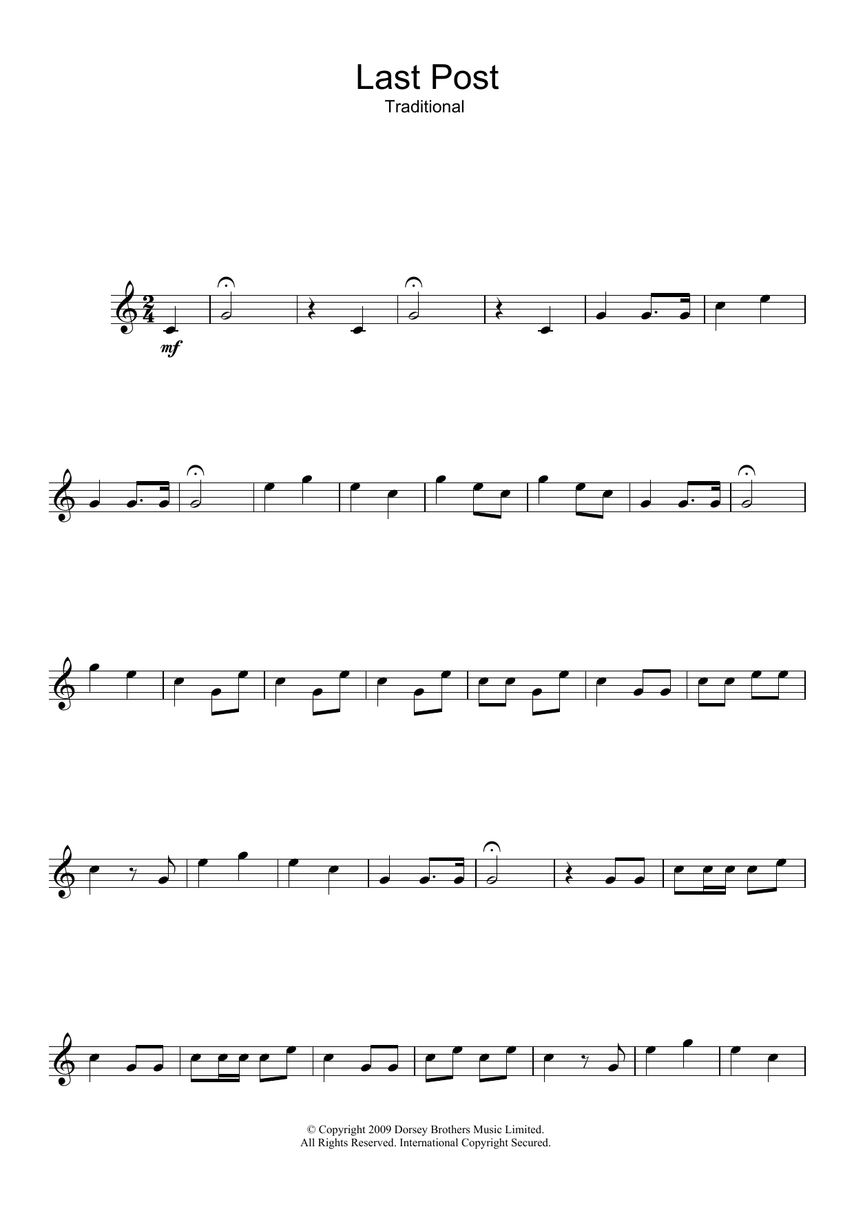 Traditional Last Post Sheet Music Notes & Chords for Trumpet - Download or Print PDF