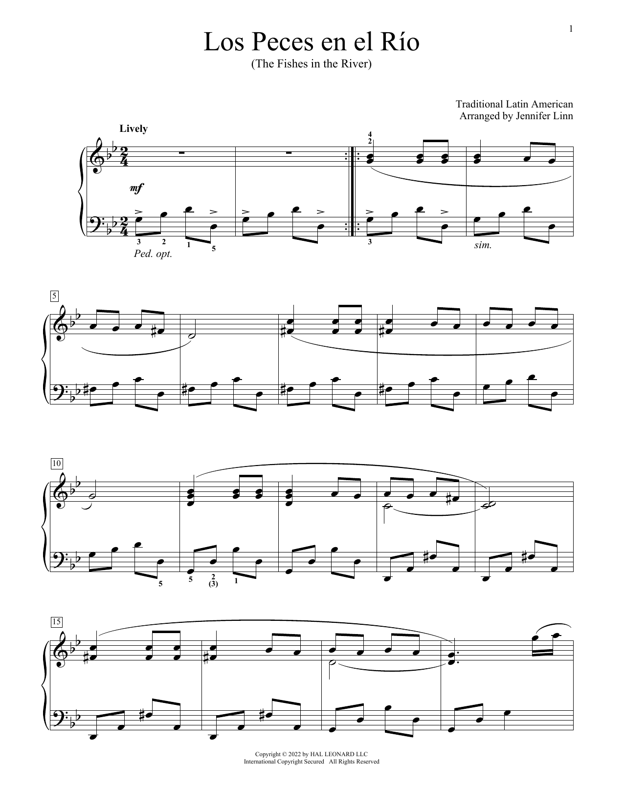 Traditional Latin American Los Peces En El Rio (arr. Jennifer Linn) Sheet Music Notes & Chords for Educational Piano - Download or Print PDF