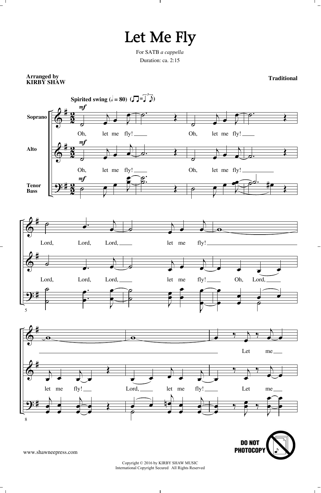 Traditional Let Me Fly (arr. Kirby Shaw) Sheet Music Notes & Chords for SATB - Download or Print PDF