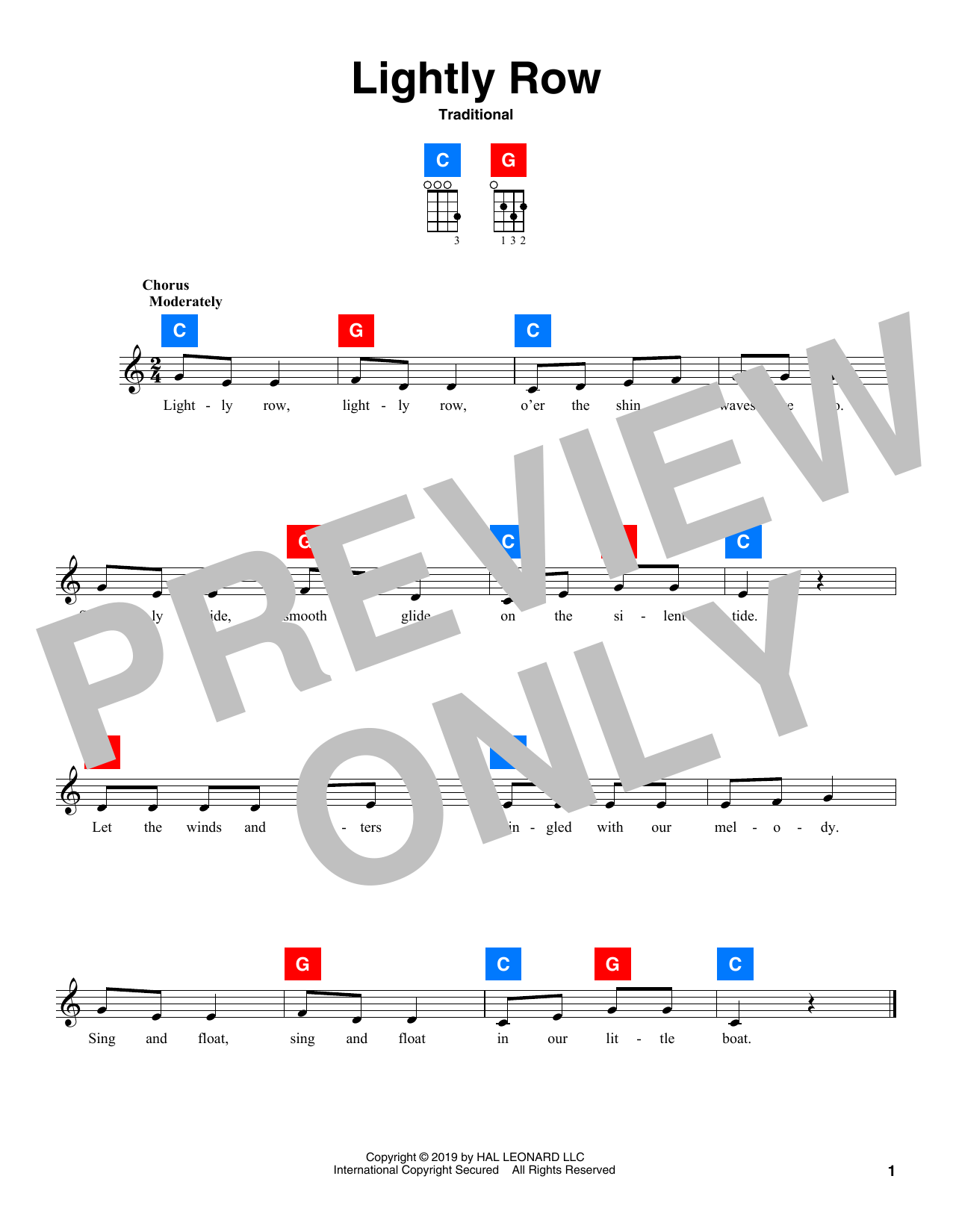 Traditional Lightly Row Sheet Music Notes & Chords for UkeBuddy - Download or Print PDF