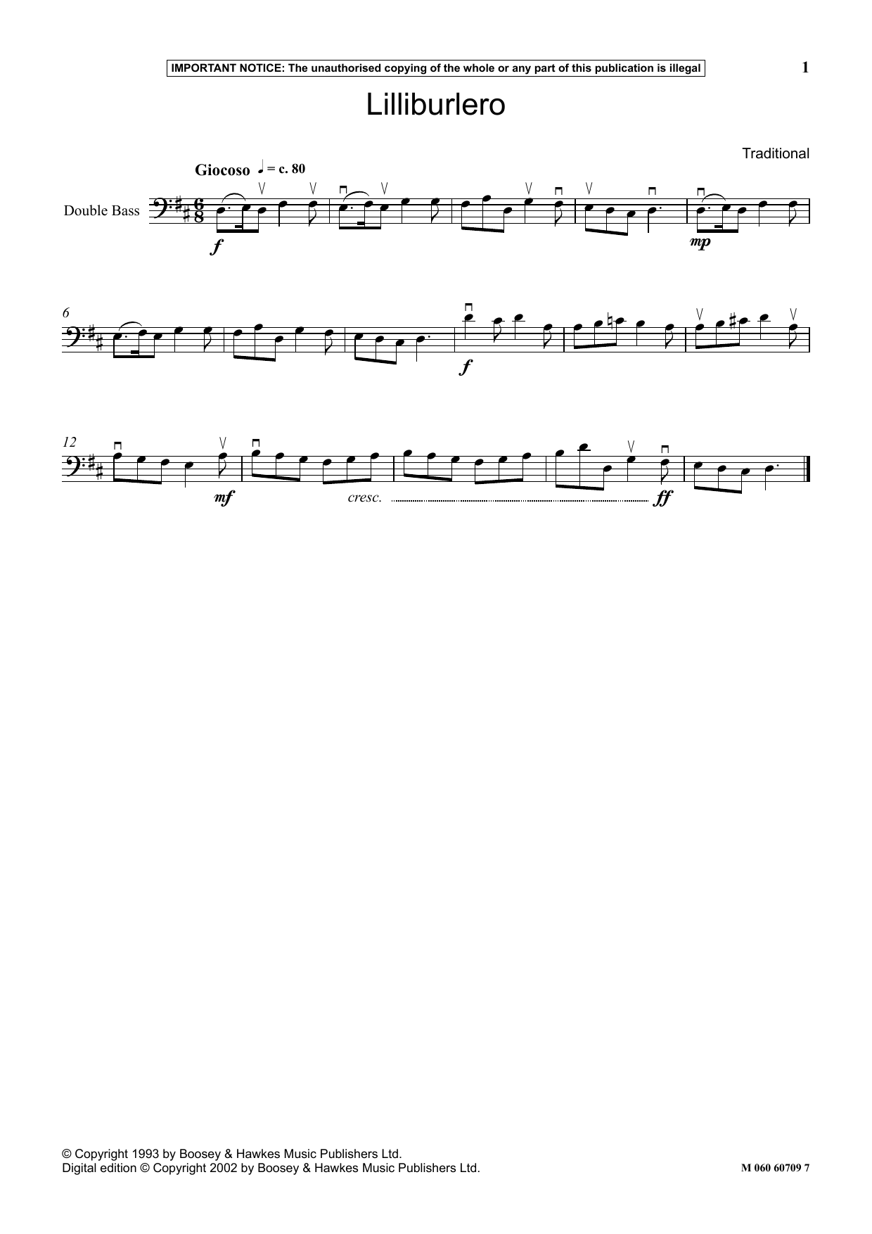 Traditional Lilliburlero Sheet Music Notes & Chords for Instrumental Solo - Download or Print PDF