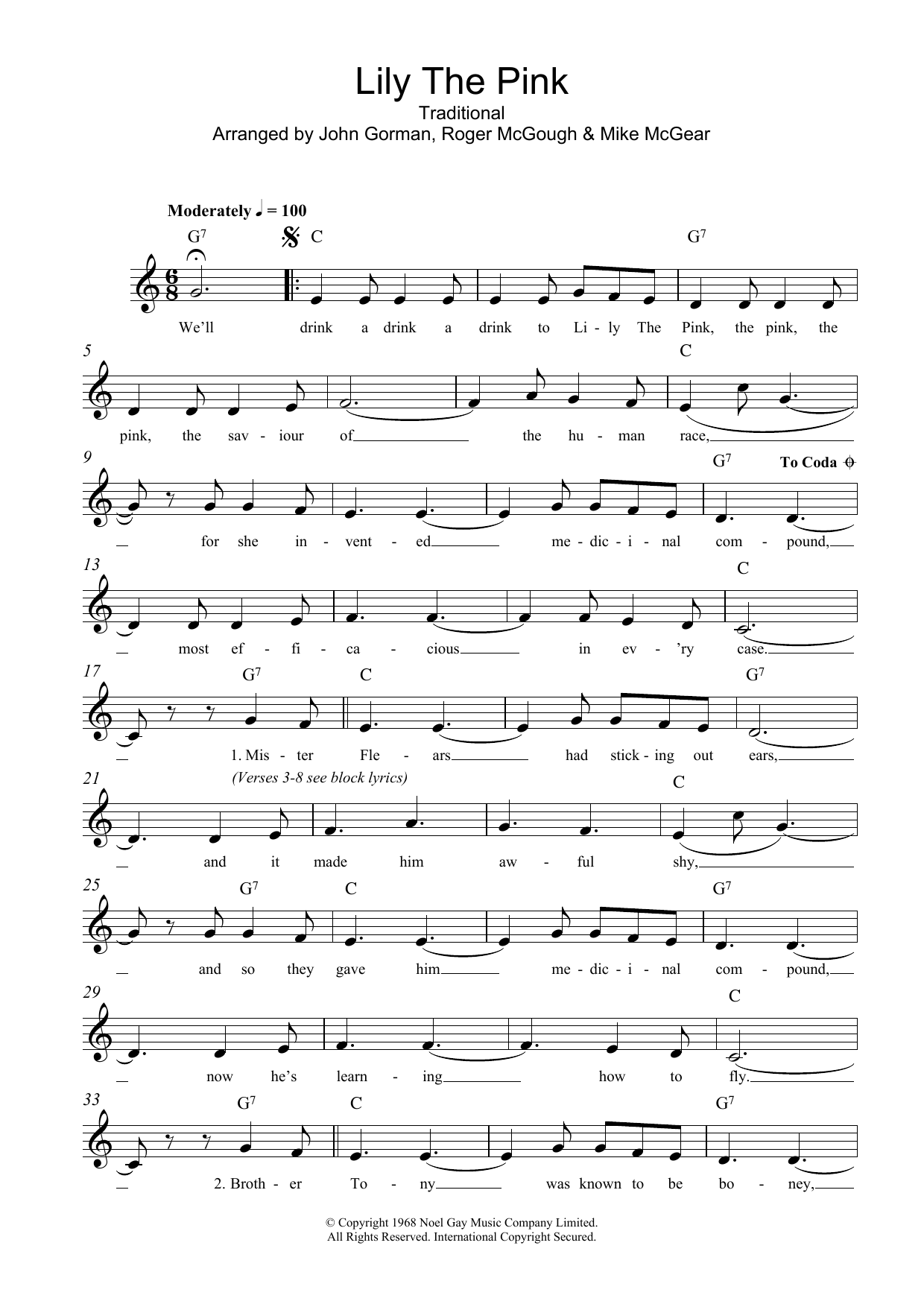 Traditional Lily The Pink Sheet Music Notes & Chords for Lead Sheet / Fake Book - Download or Print PDF
