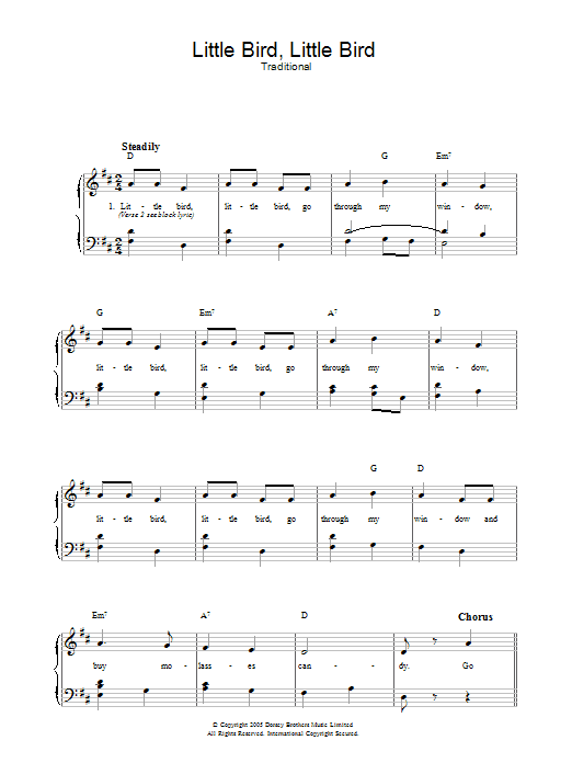 Traditional Little Bird, Little Bird Sheet Music Notes & Chords for Easy Guitar Tab - Download or Print PDF