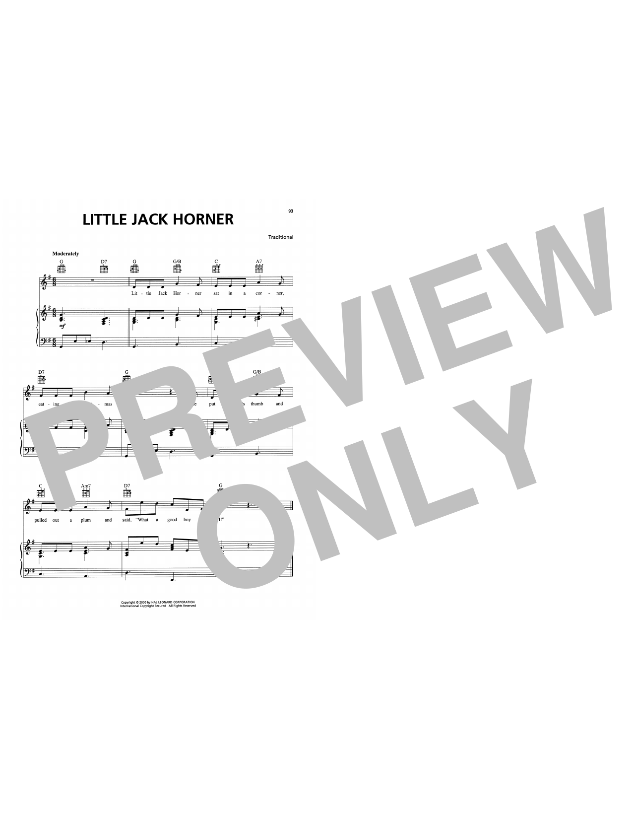 Traditional Little Jack Horner Sheet Music Notes & Chords for Piano, Vocal & Guitar Chords (Right-Hand Melody) - Download or Print PDF Traditional Little Jack Horner Sheet Music Notes & Chords for Piano, Vocal & Guitar Chords (Right-Hand Melody) - Download or Print PDF