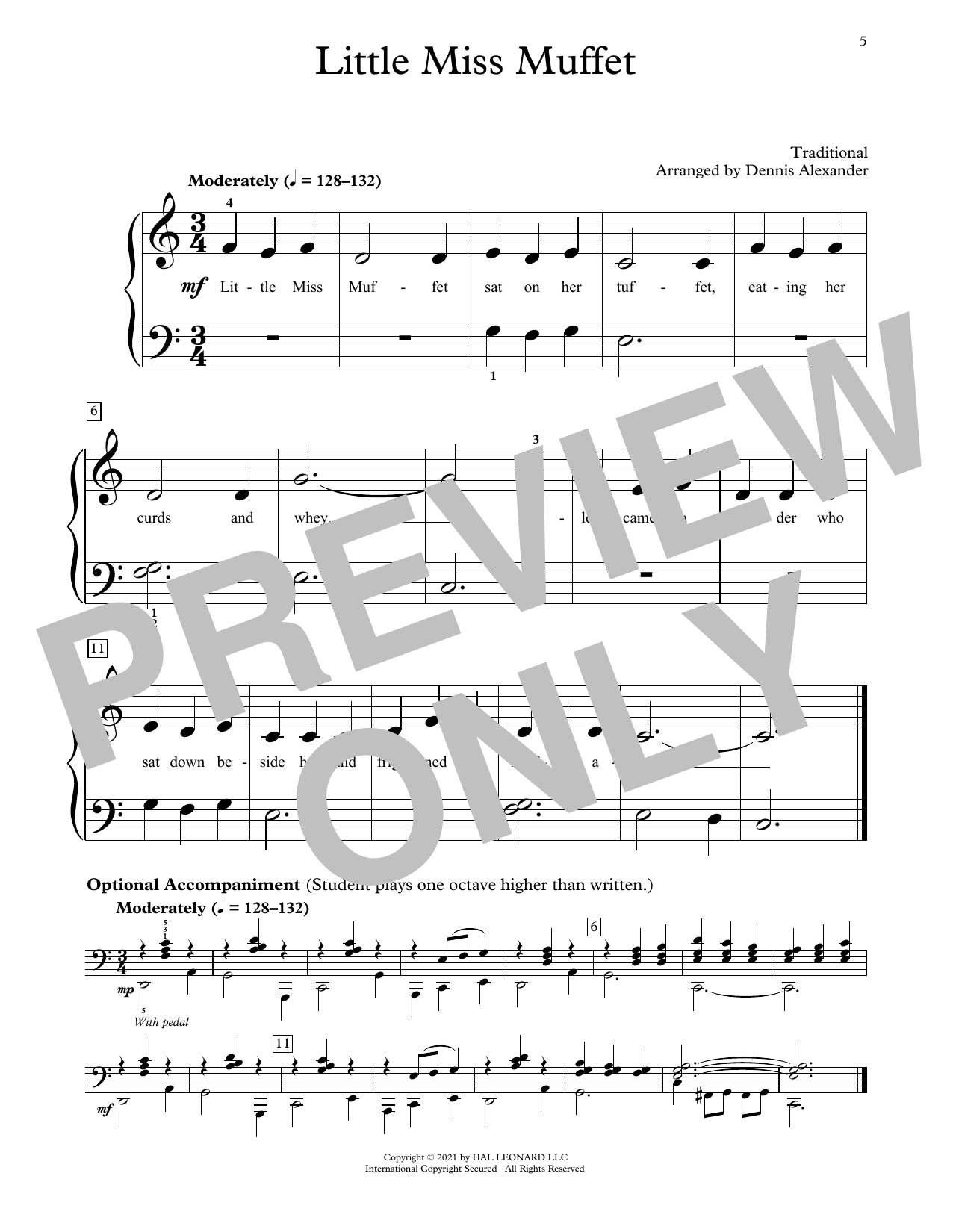 Traditional Little Miss Muffet (arr. Dennis Alexander) Sheet Music Notes & Chords for Educational Piano - Download or Print PDF