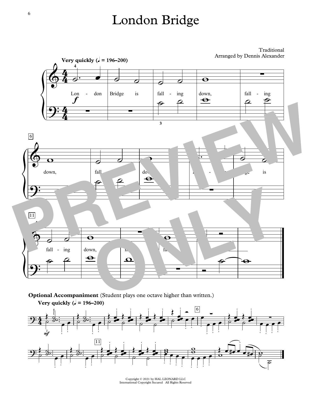 Traditional London Bridge (arr. Dennis Alexander) Sheet Music Notes & Chords for Educational Piano - Download or Print PDF