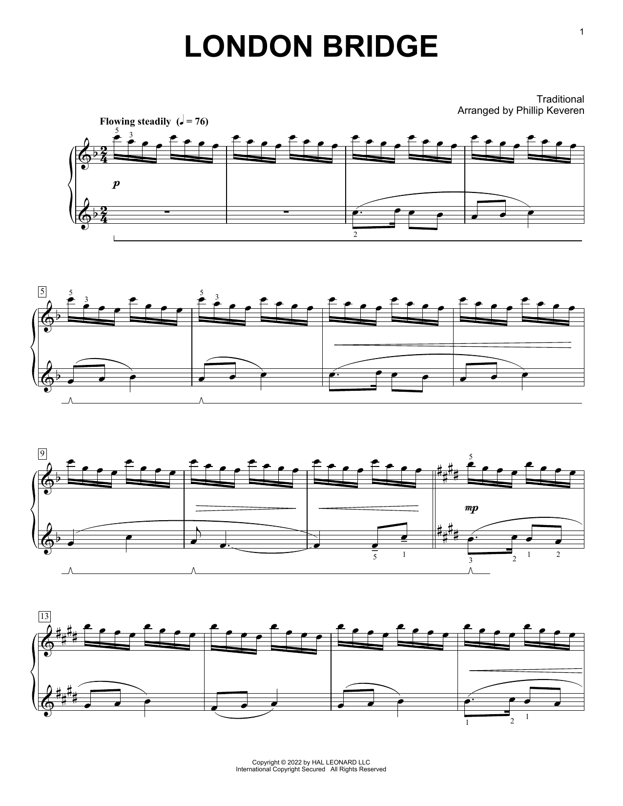 Traditional London Bridge (arr. Phillip Keveren) Sheet Music Notes & Chords for Piano Solo - Download or Print PDF