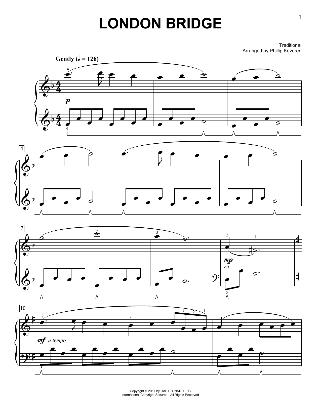 Traditional London Bridge [Classical version] (arr. Phillip Keveren) Sheet Music Notes & Chords for Easy Piano - Download or Print PDF
