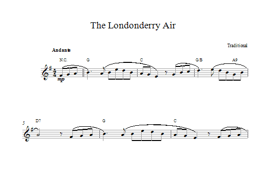 Irish Folksong Danny Boy (Londonderry Air) Sheet Music Notes & Chords for Melody Line & Chords - Download or Print PDF