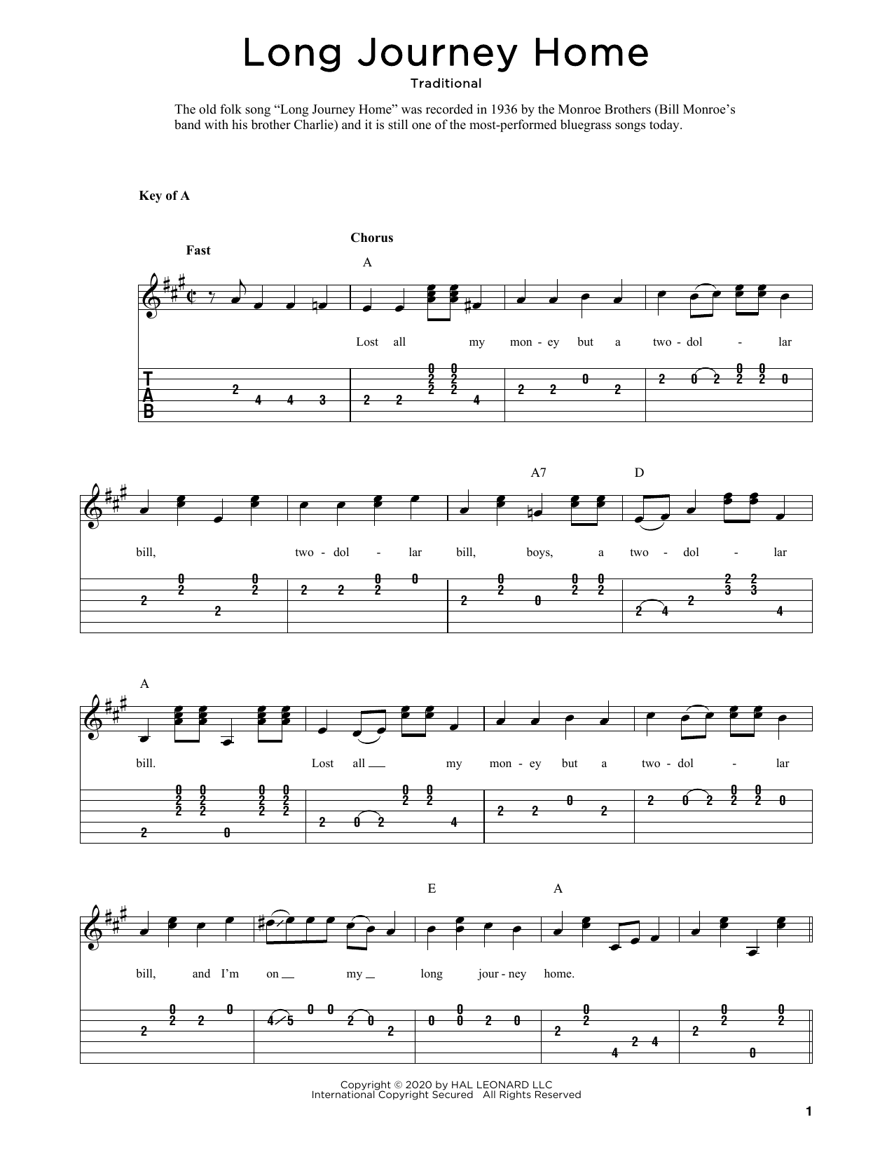 Traditional Long Journey Home (arr. Fred Sokolow) Sheet Music Notes & Chords for Solo Guitar Tab - Download or Print PDF