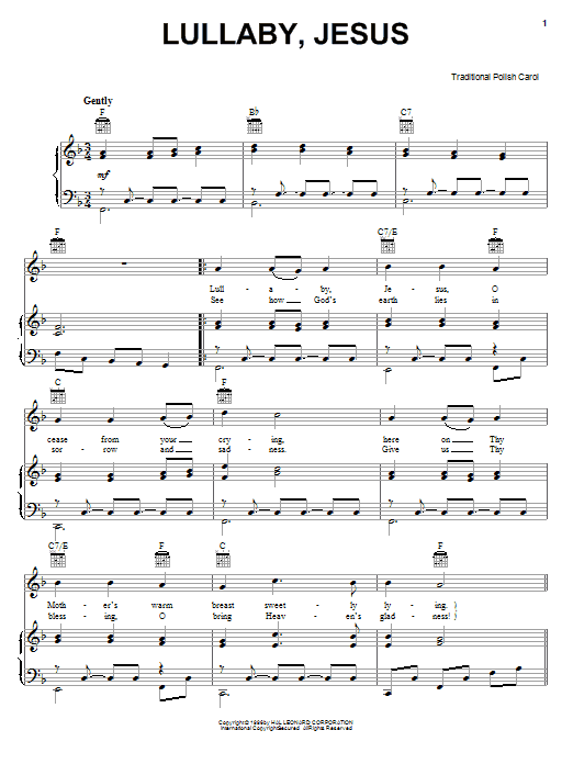 Traditional Lullaby, Jesus Sheet Music Notes & Chords for Piano, Vocal & Guitar (Right-Hand Melody) - Download or Print PDF