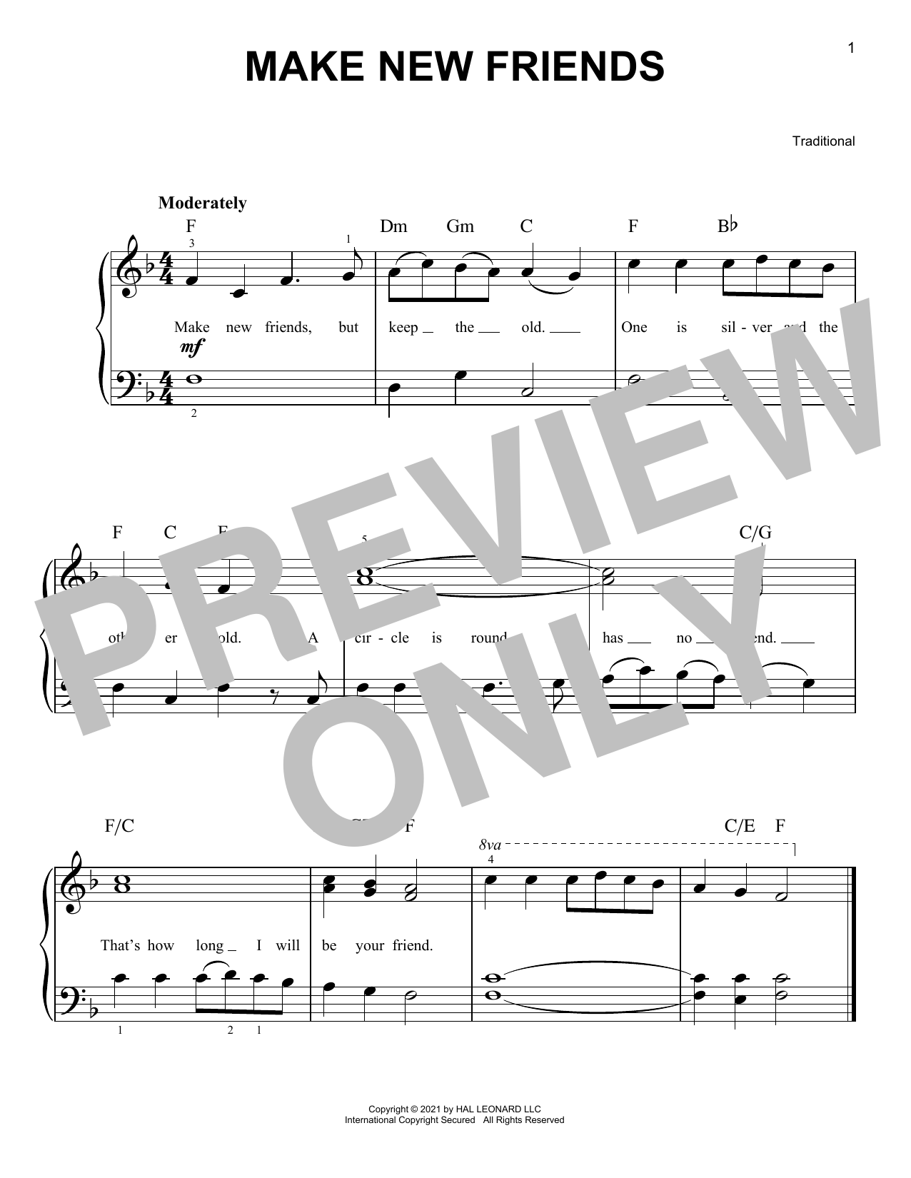 Traditional Make New Friends Sheet Music Notes & Chords for Easy Piano - Download or Print PDF