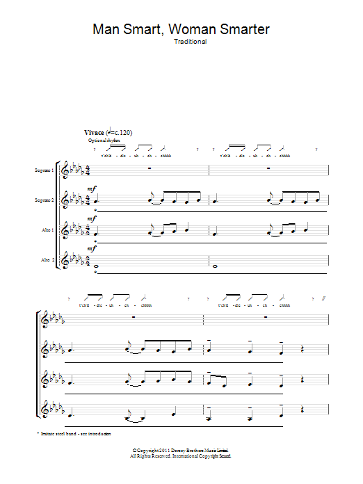 Traditional Man Smart, Woman Smarter Sheet Music Notes & Chords for SSA - Download or Print PDF