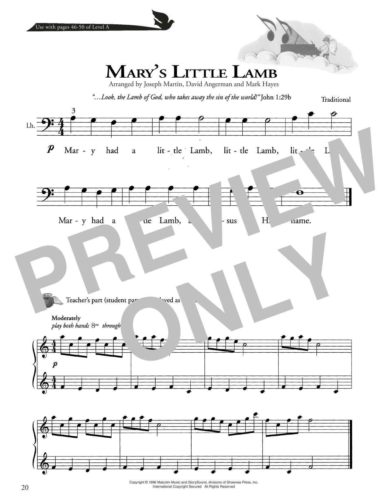 Traditional Mary's Little Lamb Sheet Music Notes & Chords for Piano Method - Download or Print PDF
