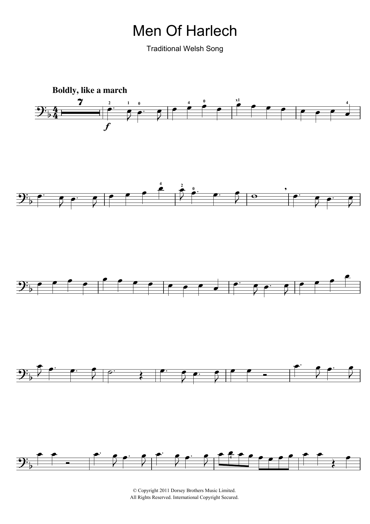 Traditional Men Of Harlech Sheet Music Notes & Chords for Violin - Download or Print PDF