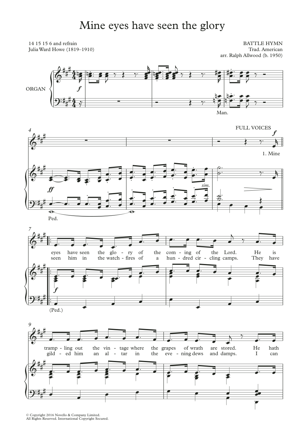 Traditional Mine Eyes Have Seen The Glory (arr. Ralph Allwood) Sheet Music Notes & Chords for SATB Choir - Download or Print PDF