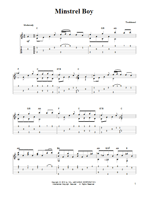 Mark Phillips Minstrel Boy Sheet Music Notes & Chords for Easy Guitar Tab - Download or Print PDF