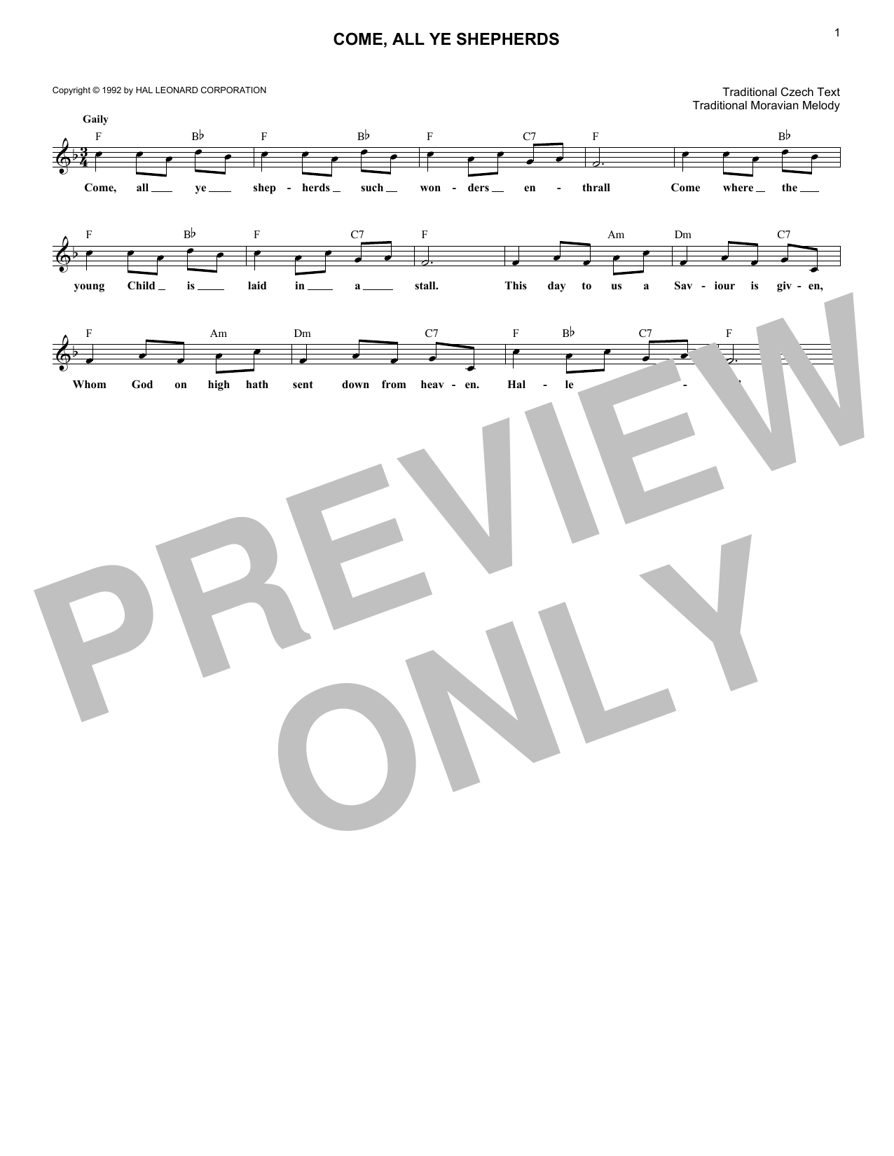 Traditional Moravian Melody Come, All Ye Shepherds Sheet Music Notes & Chords for Ukulele - Download or Print PDF