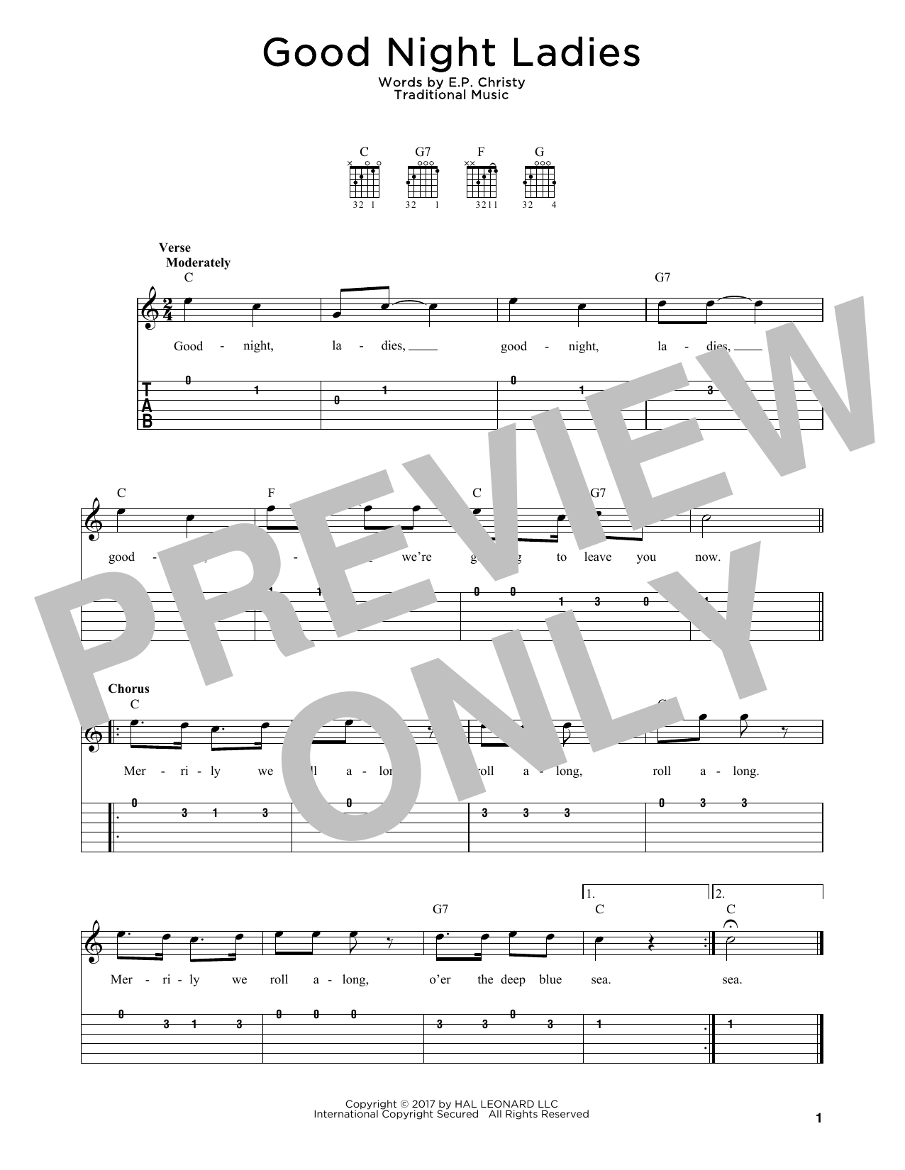 Traditional Music Good Night Ladies Sheet Music Notes & Chords for Very Easy Piano - Download or Print PDF