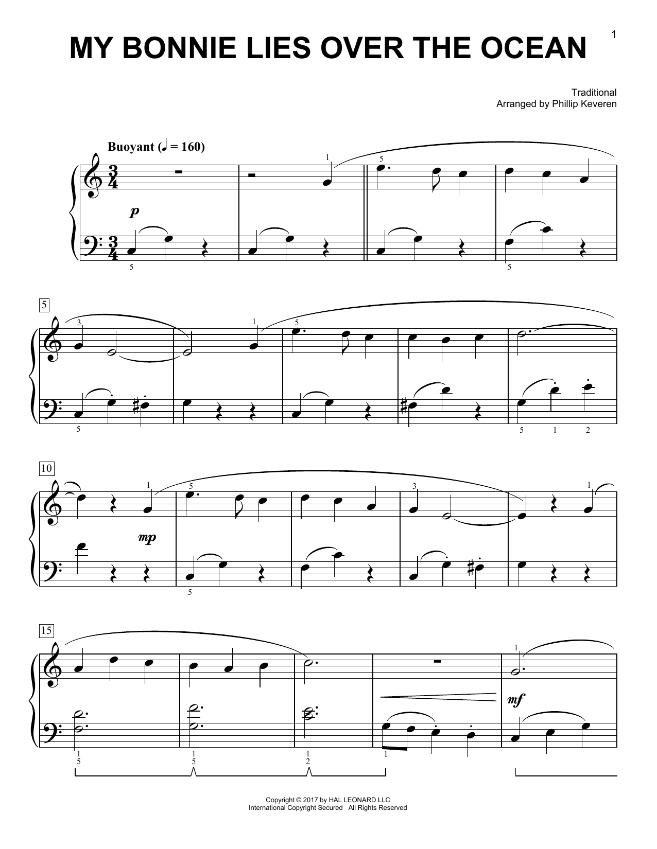 Traditional My Bonnie Lies Over The Ocean [Classical version] (arr. Phillip Keveren) Sheet Music Notes & Chords for Easy Piano - Download or Print PDF