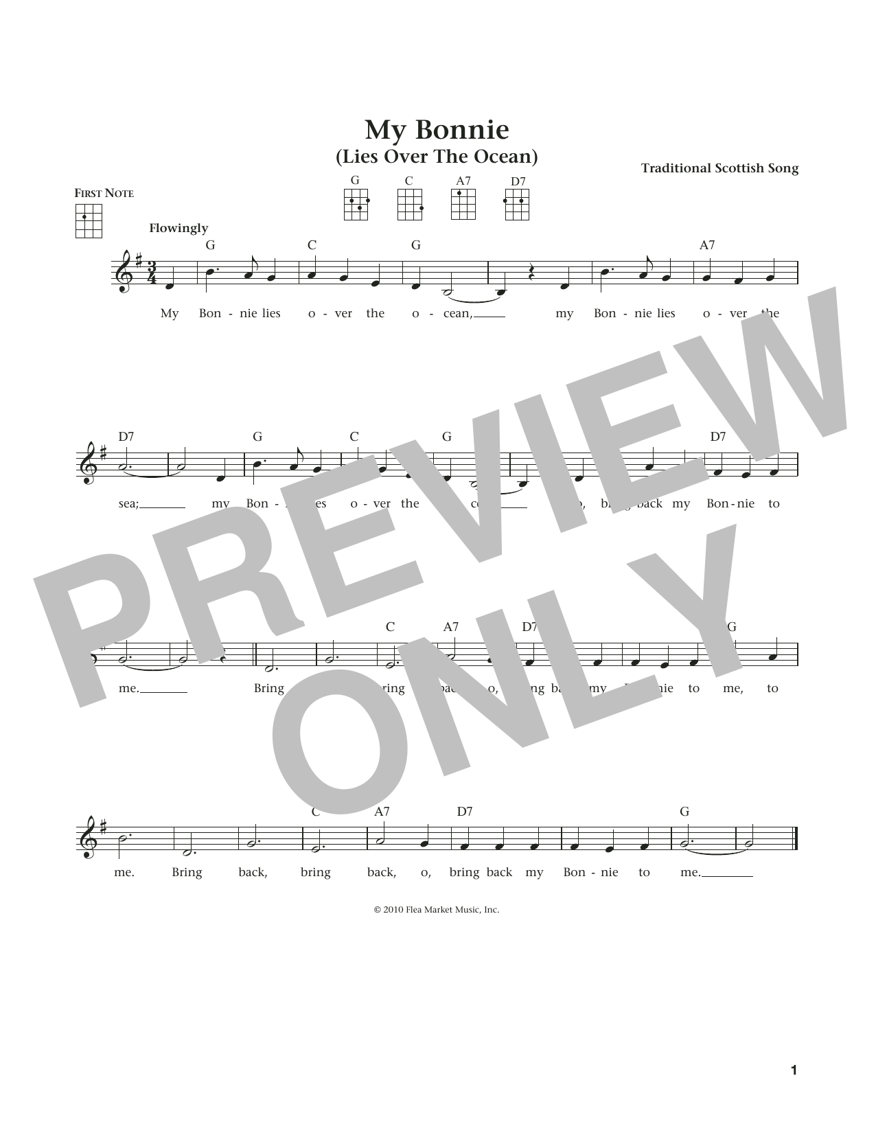 Traditional My Bonnie Lies Over The Ocean (from The Daily Ukulele) (arr. Liz and Jim Beloff) Sheet Music Notes & Chords for Ukulele - Download or Print PDF