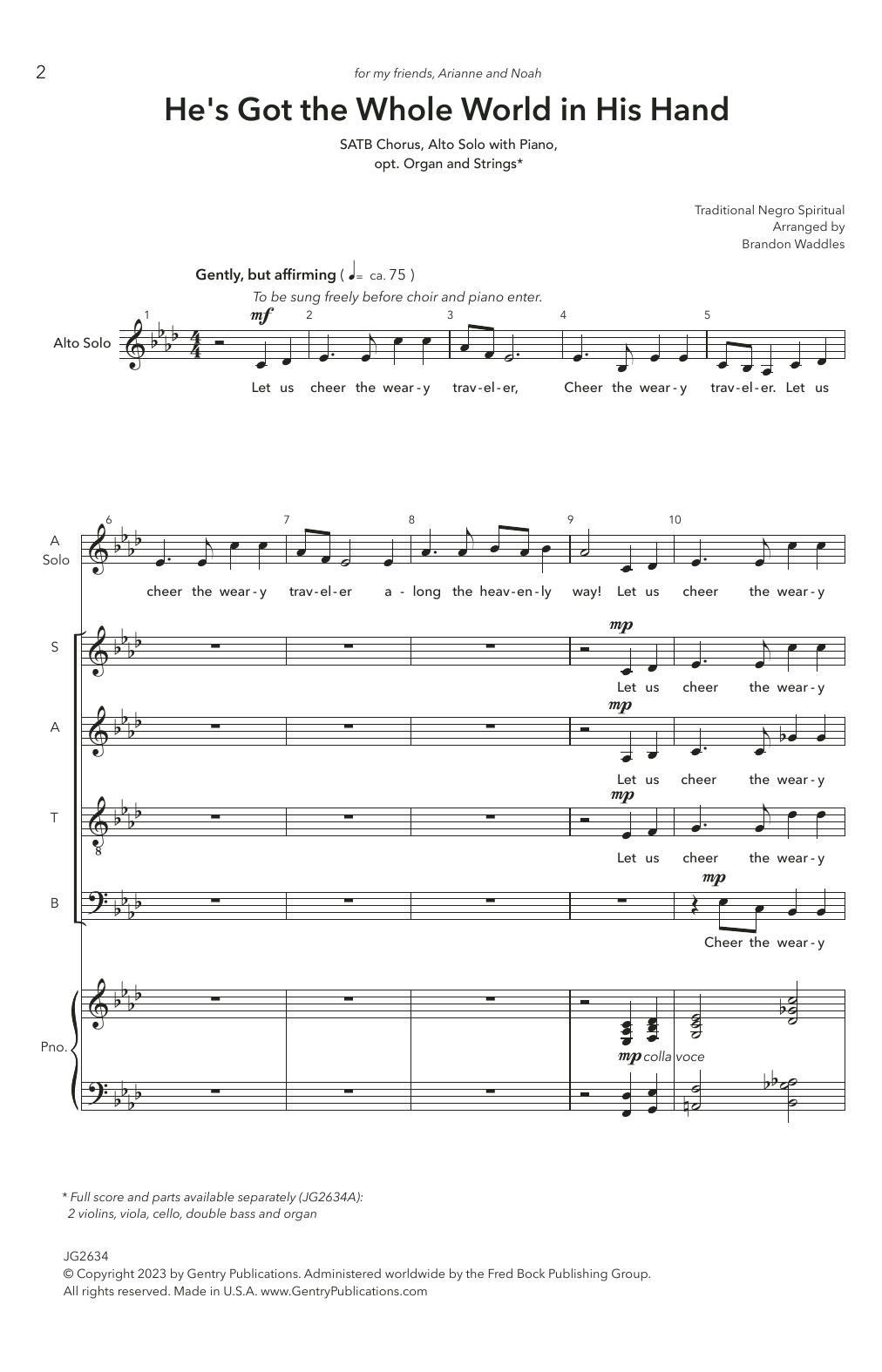Traditional Negro Spiritual He's Got The Whole World In His Hands (arr. Brandon Waddles) Sheet Music Notes & Chords for SATB Choir - Download or Print PDF