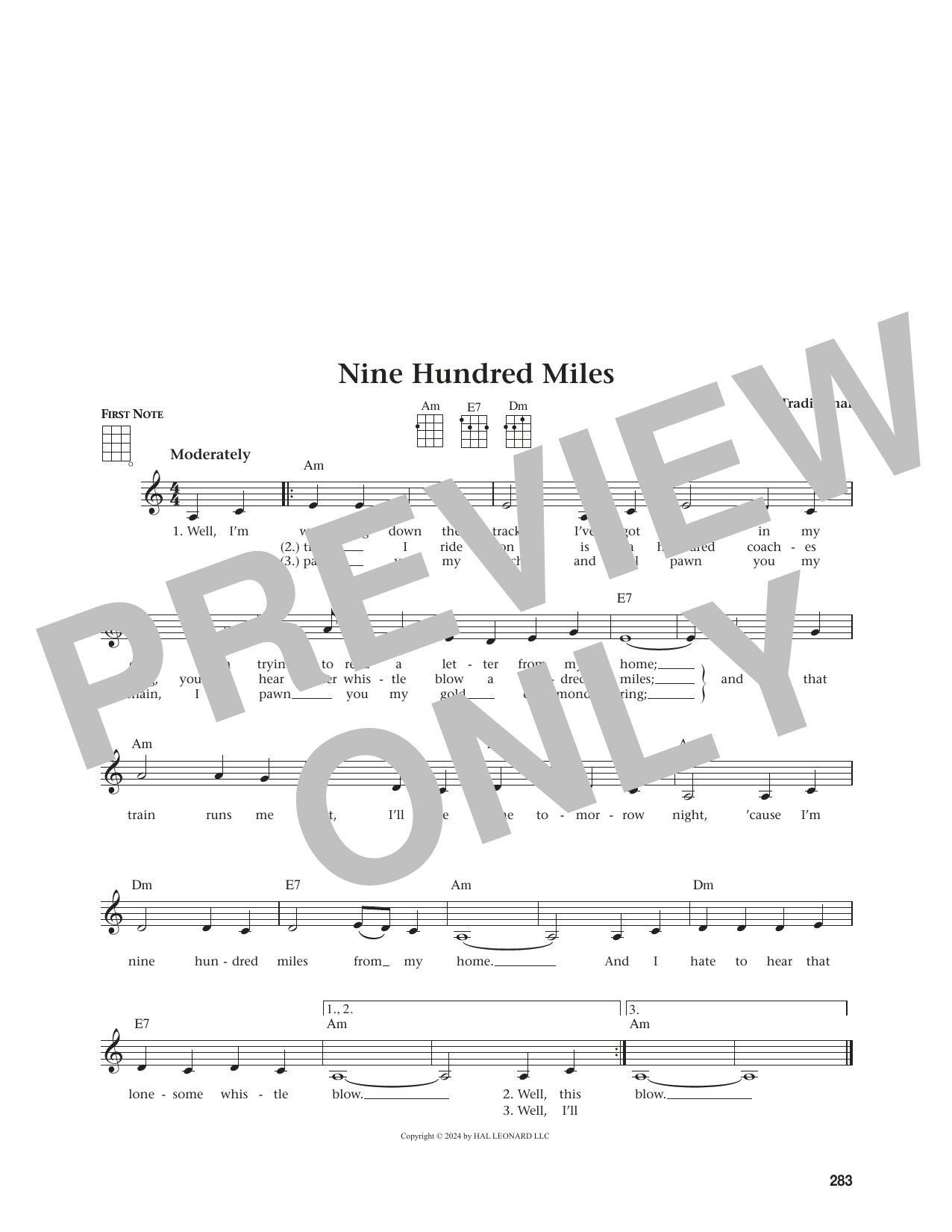 Traditional Nine Hundred Miles (from The Daily Ukulele) (arr. Jim Beloff) Sheet Music Notes & Chords for Ukulele - Download or Print PDF