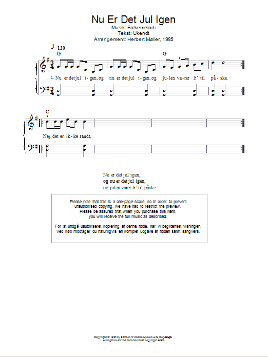 Traditional Nu Er Det Jul Igen Sheet Music Notes & Chords for Piano - Download or Print PDF