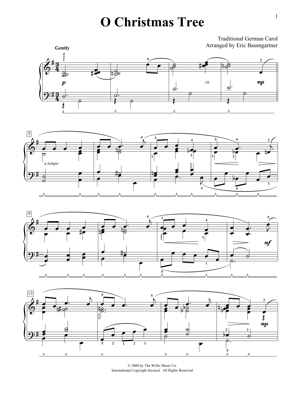 Traditional O Christmas Tree [Jazz version] (arr. Eric Baumgartner) Sheet Music Notes & Chords for Educational Piano - Download or Print PDF