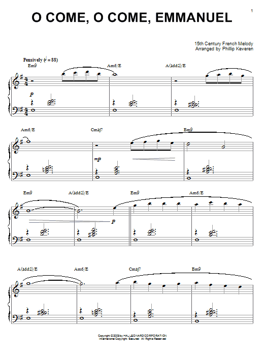 Traditional O Come, O Come Emmanuel [Jazz version] (arr. Phillip Keveren) Sheet Music Notes & Chords for Piano - Download or Print PDF