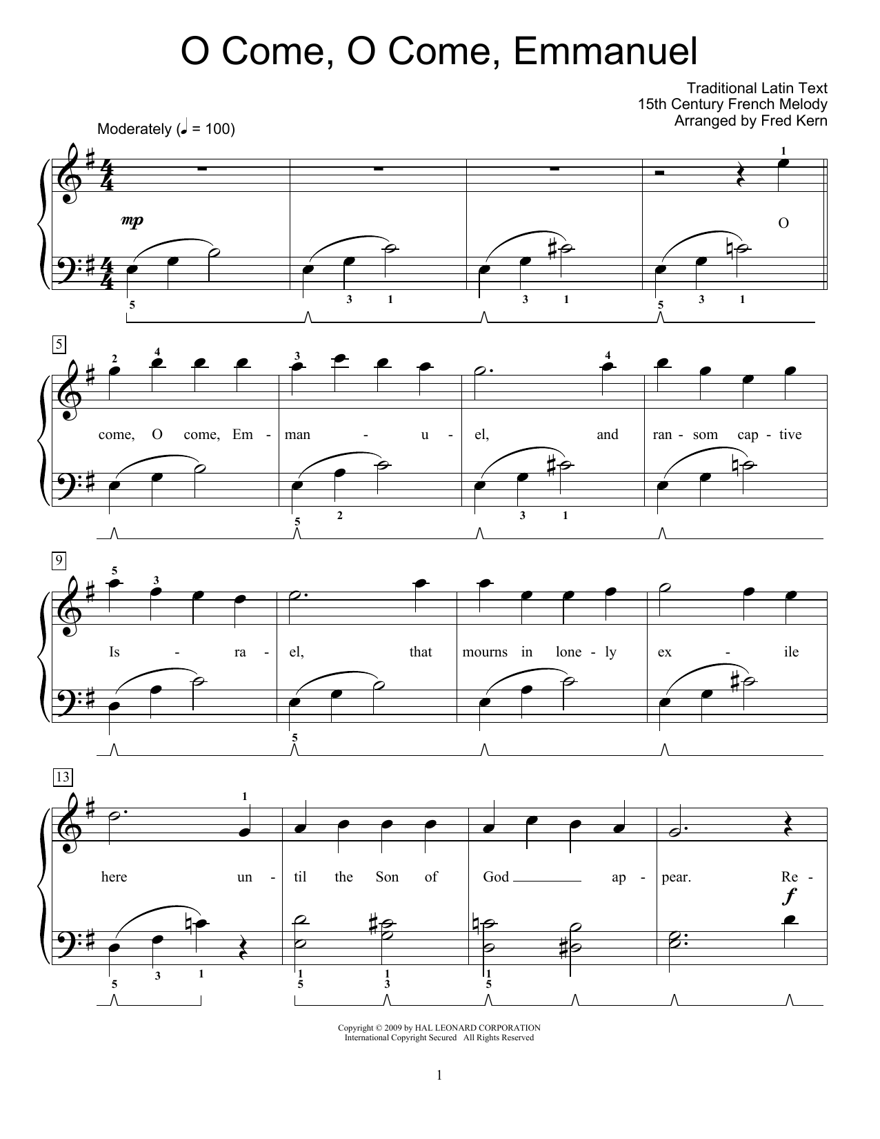Traditional O Come, O Come Emmanuel Sheet Music Notes & Chords for Educational Piano - Download or Print PDF