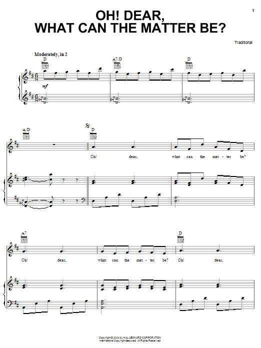 Traditional Oh Dear! What Can The Matter Be? Sheet Music Notes & Chords for Easy Guitar Tab - Download or Print PDF