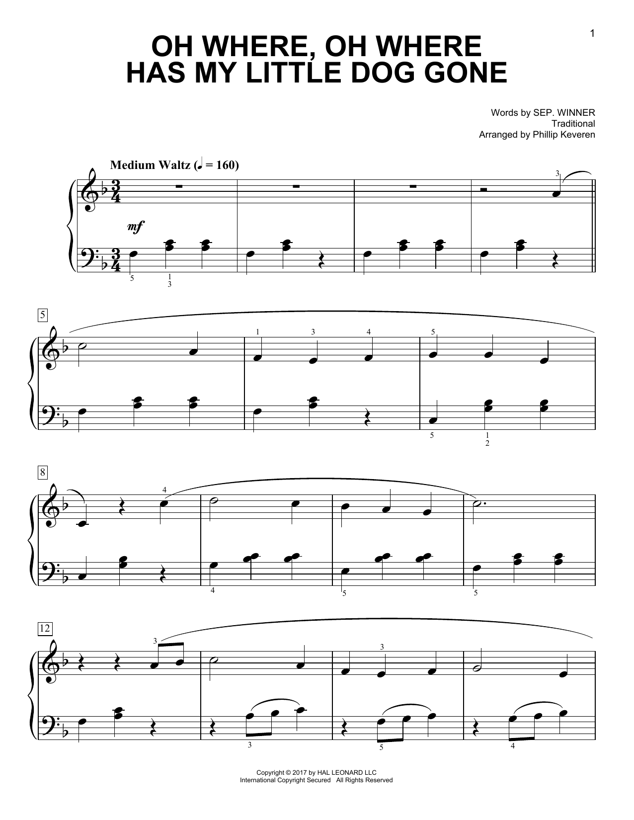 Traditional Oh Where, Oh Where Has My Little Dog Gone [Classical version] (arr. Phillip Keveren) Sheet Music Notes & Chords for Easy Piano - Download or Print PDF