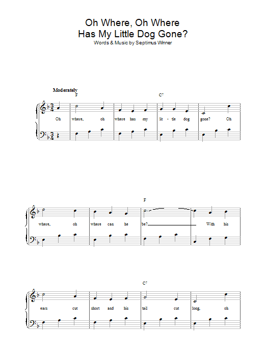 Traditional Oh Where, Oh Where Has My Little Dog Gone? Sheet Music Notes & Chords for Piano & Vocal - Download or Print PDF Traditional Oh Where, Oh Where Has My Little Dog Gone? Sheet Music Notes & Chords for Piano & Vocal - Download or Print PDF