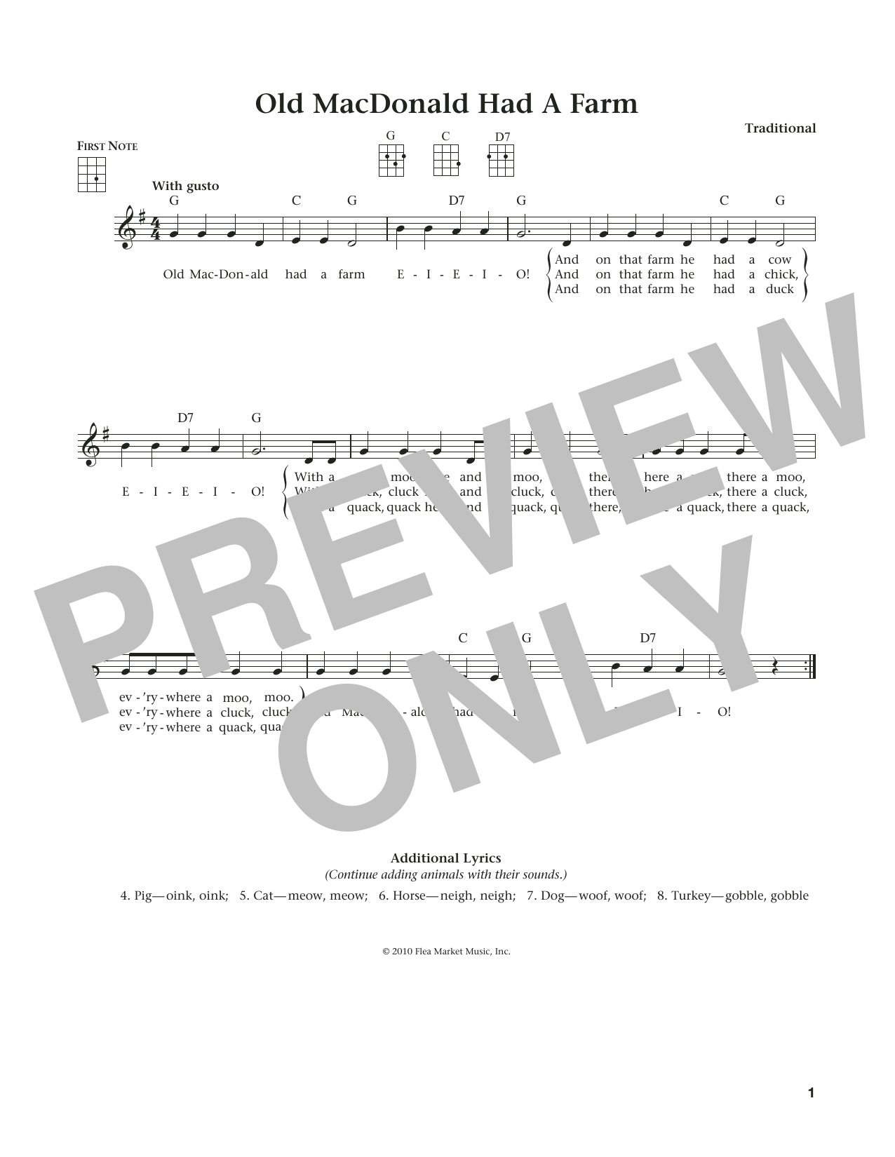 Traditional Old Macdonald Had A Farm (from The Daily Ukulele) (arr. Liz and Jim Beloff) Sheet Music Notes & Chords for Ukulele - Download or Print PDF