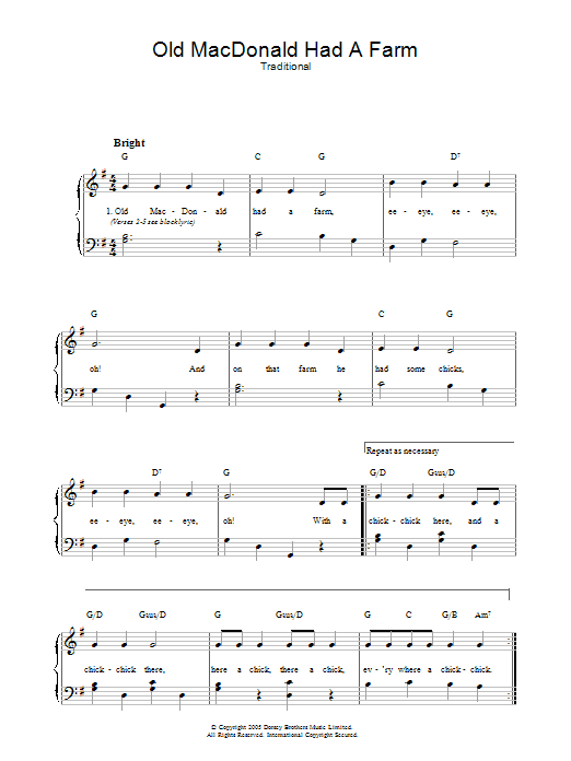 Traditional Old MacDonald Sheet Music Notes & Chords for Ukulele - Download or Print PDF