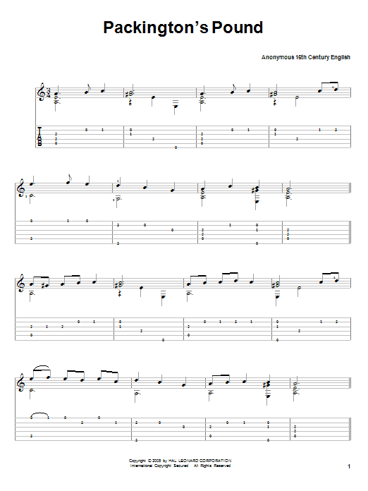 Traditional Packington's Pound Sheet Music Notes & Chords for Guitar Tab - Download or Print PDF