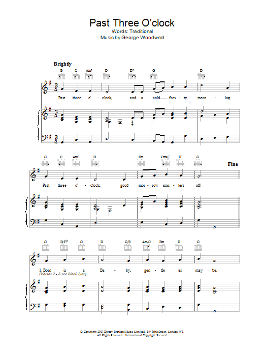 Traditional Past Three O' Clock Sheet Music Notes & Chords for Piano - Download or Print PDF