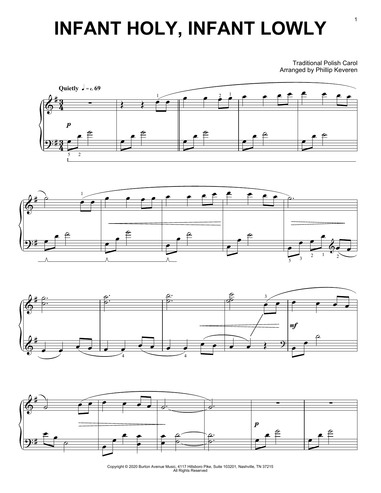 Traditional Polish Carol Infant Holy, Infant Lowly (arr. Phillip Keveren) Sheet Music Notes & Chords for Piano Solo - Download or Print PDF