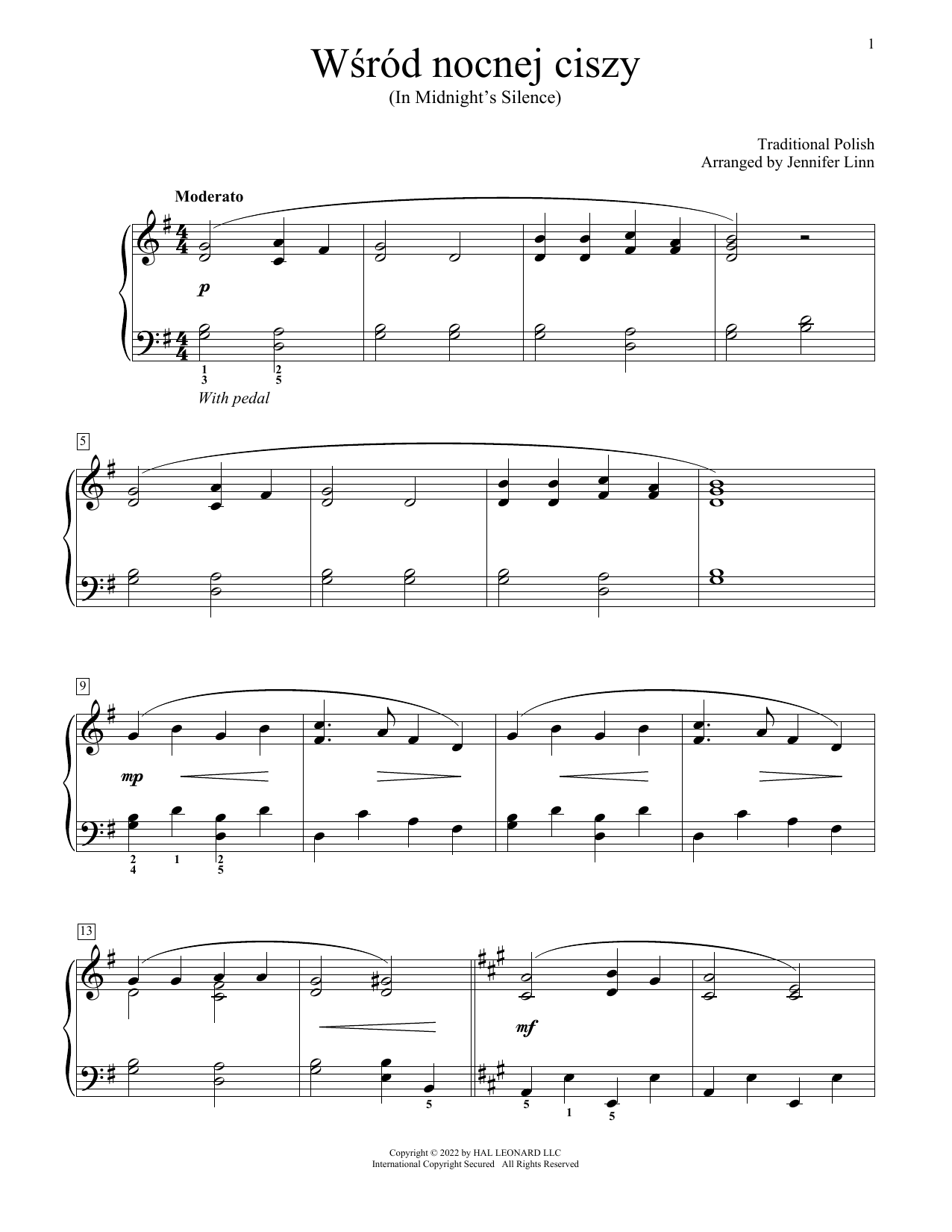 Traditional Polish Wsrod Nocnej Ciszy (arr. Jennifer Linn) Sheet Music Notes & Chords for Educational Piano - Download or Print PDF
